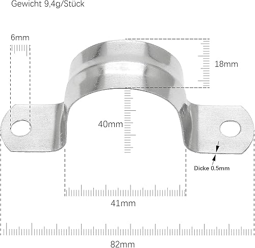 ORTAVA 10 Stück U-Rohrschellen Ø 50 mm, Befestigungsschelle, Rohrschellen, Rohrschelle, Rohrbefestigung, Rohrschellen 50mm, Edelstahl A2 V2A - Cheap-Us