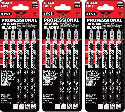 15 x TopsTools JSTT344D_3 T344D 152mm lange Stichsägeblätter für saubere und schnelle Schnitte kompatibel mit Bosch Dewalt Makita Milwaukee und vielen mehr - Cheap-Us