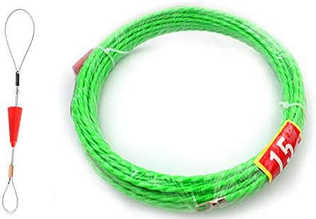 Einziehspirale 15m Polyester Einziehdraht mit Führungsfeder Einziehband φ4,5mm Kabeleinzug Einziehhilfen in ideales Einzugsband zur Kabelverlegung Leerrohre, Grün - Cheap-Us