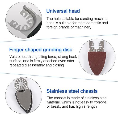 130 Multitool Schleifplatte für Finger Deltaschleifer, 5 Dreieckiges Schleifpapier Halter, Inklusive 60/80/120/180/240er Körnung, für Fein, Bosch, Dremel, Makita Weichholz, Hartholz und Kunststoffe - Cheap-Us