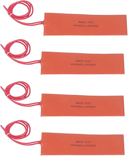 Zunate Gummiheizmatte 12V 20W 200℃ Max 50X150mm 4er Set Silikonkautschuk Heizmatte Industrieausrüstung mit Gummiheizmatte 20W 12V - Cheap-Us