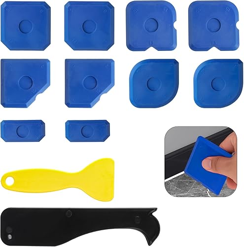 12 STK Silikon Abzieher Set, Silikon Fugenglätter Silikon Caulking Werkzeug, Silikonabzieher Fugenabzieher, Silikonfugen Abzieher, Silikonentferner für Küche Bad Acryl Harz, inkl. 2 Silikon Schaber - Cheap-Us