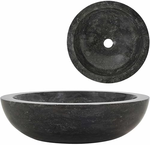 vidaXL Waschbecken Aufsatzwaschbecken Waschtisch Waschplatz Handwaschbecken Waschschale Aufsatzbecken Becken Badezimmer 40x12cm Marmor Naturstein - Cheap-Us