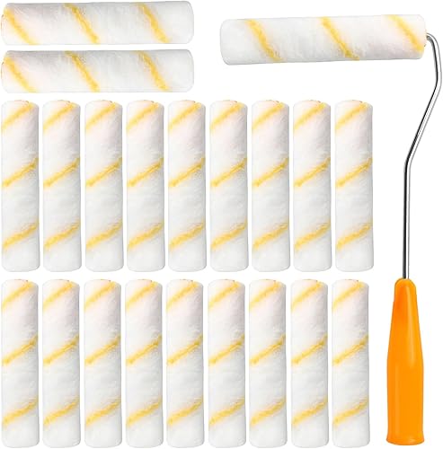 20 Stücke Malerrollen Set, 15cm Profi Farbwalze, Streichen Farbroller Malerwalzen mit Griff, Lackrolle für Lacke auf wasserbasis und leicht lösemittelhaltige Lacke - Cheap-Us