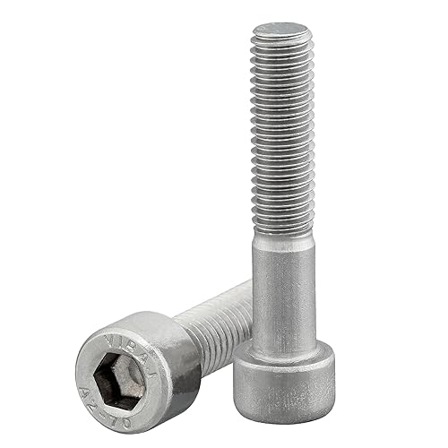 Zylinderschraube mit Innensechskant nach Norm DIN 912 / ISO 4762 Vollgewinde rostfreier Edelstahl A2 V2A Zylinderkopfschraube (M6 x 50 mm, 100 Stück) - Cheap-Us
