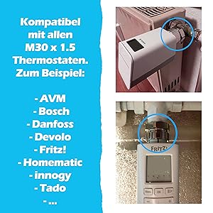 M28 M30 Adapter, M28 x 1.5, M30x1.5, avm,danfoss,devolo,moes,oventrop,tado,blumkraft