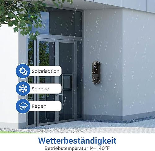guggre Kabelloses Smarte Video-Türklingel, 1080p Kamera, Bewegungsmelder, Wetterfeste Türklingel mit Alarm, 2-Weg-Kommunikation, inkl. Halterung und Zubehör für erhöhte Familienhaus-Sicherheit - Cheap-Us