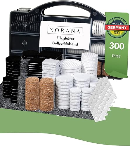 NORANA NORANA Filzgleiter selbstklebend I 300 Stück sensationell haftende Möbelgleiter I Filzgleiter für alle Arten, auch XXL-Filzgleiter - Cheap-Us