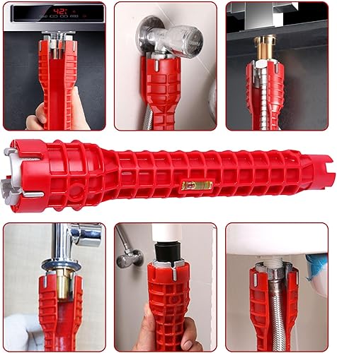 Idota Armaturenschlüssel, 13 in 1 Wasserhahn Schlüssel Multifunktionaler Standhahnmutterschlüssel, Wasserhahnschlüssel Werkzeug für Sink Toilettenschüssel Waschbecken Küchen Sanitär - Cheap-Us