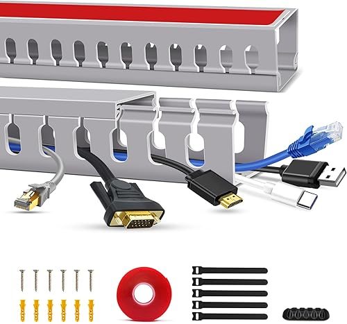 Kabelkanal, Raceway-Set, offener Schlitz, Drahtkanal für TV-Kabel, Kabelverdecker, 159,5 cm (4 x 40 Zoll), Untertisch-Organizer, Kabelmanagementkanal (4 Stück) - Cheap-Us