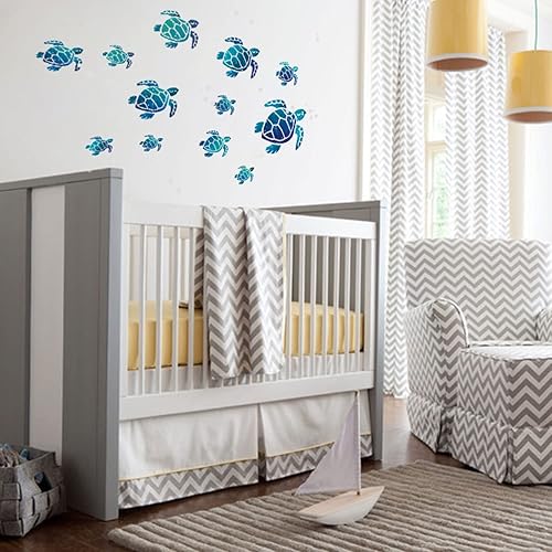 VIKSAUN 12 Stück Meeresschildkröten-Wandaufkleber unter dem Meer, Vinyl-Wandaufkleber, Wanddekoration, wasserdichte Wandaufkleber, Dekoration für Zuhause, Büro, Wohnzimmer, Wand, Badezimmer, WC - Cheap-Us