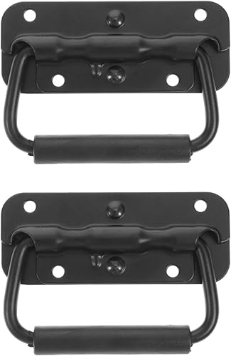 ORTAVA 2 Stück Klappgriff, Gefedert Kistengriff Kaltgewalzter Edelstahl, Hardware Boxen Bügelgriff, Koffergriff, Tragegriff Schwarz für Toolbox Tür (125mm) - Cheap-Us