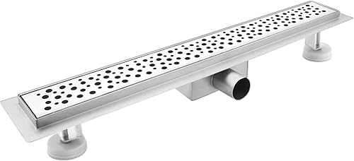 sunrik Duschrinne 90 cm, Blase Duschrinne extra flach, Edelstahl Bodenablauf Komplettset mit Siphon Haarsieb - Cheap-Us