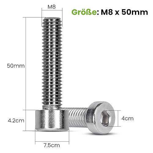 Offgridtec Innensechskantschraube M8 mit Zylinderkopf A2 Edelstahl DIN 912 20mm 50 Stück - Cheap-Us