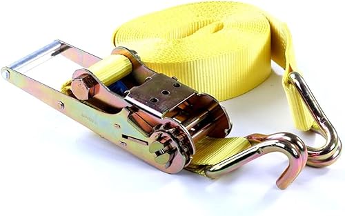 4X Spanngurt mit Ratsche + Haken 10 m bis 10000 kg / 10,0 t / 10000 daN, TÜV/GS geprüft zweiteilig 2-TLG Ratschengurt gelb, 75 mm Gurtbreite Zurrgurt - Cheap-Us