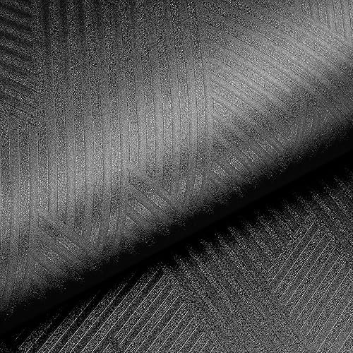 Livelynine Selbstklebende Tapete Schlafzimmer Wohnzimmer Wand Schwarz Klebefolie Möbel Küchenfronten Shrank 40CMx10M Möbelfolie Schwarz Matt Geometrische Tapete Badezimmer Wasserfest Schwarz Folie - Cheap-Us