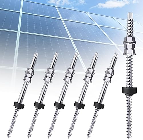 6 Stück Stockschrauben PV Anlage,Stockschrauben M10 Edelstahl für Photovoltaik Solarbefestigung auf Gebäudedächer(M10 x 200mm) - Cheap-Us