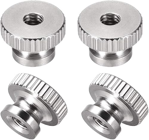 sourcing map 4Stk. Gerändelte Daumennüsse M4 Runde Knöpfe mit Kragen 304 Edelstahl - Cheap-Us