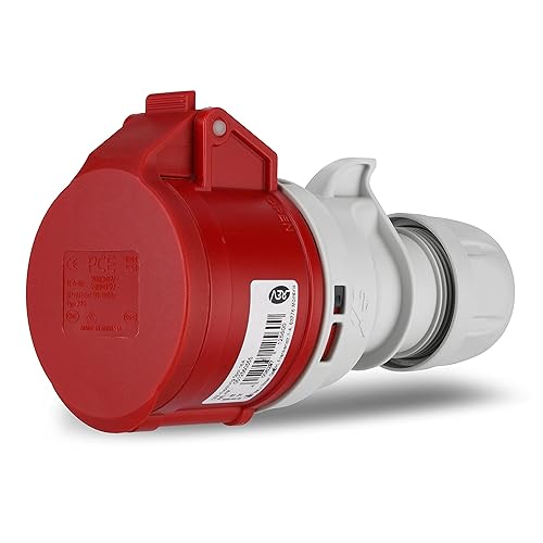 REV CEE-Phasenwender, 400V, 16A, 5-polig, 3Ph + N + PE, wasserd. IP44, rot - Cheap-Us