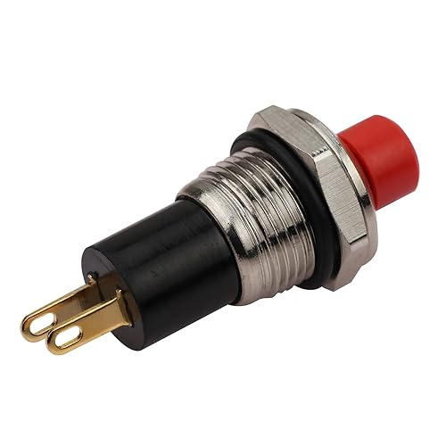 CLDIY Druckschalter, selbstsichernde Mini-Schalter, die 10mm Runde DC24V 0.5A schwarze Kappe 5PCS verriegeln - Cheap-Us