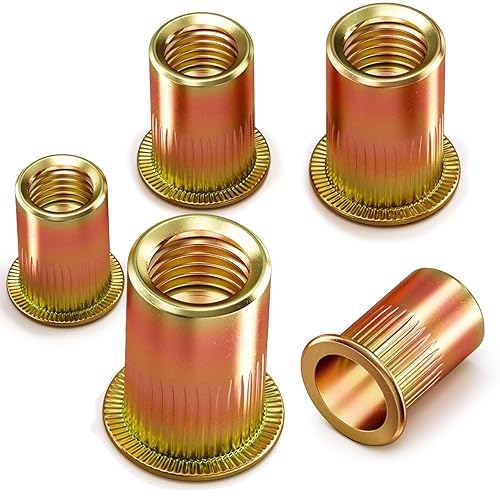 YOOPIN 120 Stück Nietmuttern M6, Verzinkt Blindnietmuttern, Runde Flachkopf Gewindenieten, Einnietmuttern mit Gewinde für Bleche, Elektrogeräte und Industrieprodukte - Cheap-Us