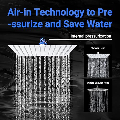 Jmlieben 12 Zoll(30cm) Regenduschkopf Quadratischer Regendusche Duschkopf aus Edelstahl 304 Selbstreinigende Duschkopf Regendusche Brausekopf Chrom (12 Zoll) - Cheap-Us