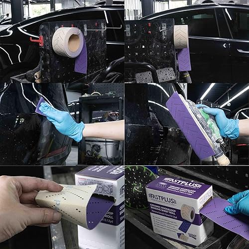 Clean Schleifpapier Rolle Purple Clean Schleifrollen 70 mm x 12 m Multi-Hole Schleifpapierrolle Rechteckig Von Hand Zerrissen Schleifpapier zum Entfernen von Beschichtungen, Autoschleifen, Körnung 400 - Cheap-Us