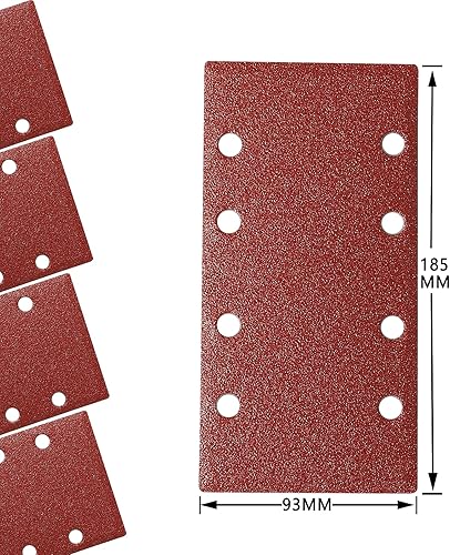 STEBRUAM 48tlg Schleifblatt Set 93 x 185 mm Körnung 40/60/80/120/180/240/320/400,8 Löcher verschiedene Zubehör Materialien für Schwingschleifer - Cheap-Us