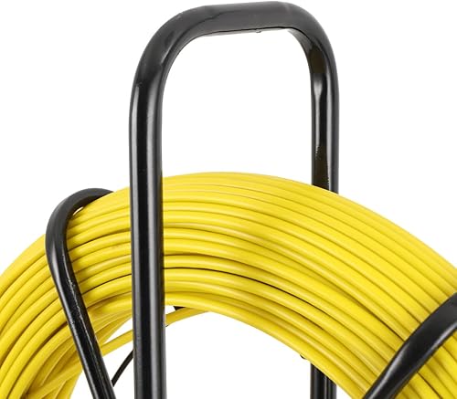 CDZHLTG Fischband Fiberglas Kabel Rad 100m Ø6mm Glasfaserstab inkl. Stahlhaspel Einziehhilfe Einziehband Fischband Rohr Rodder Rad - Cheap-Us