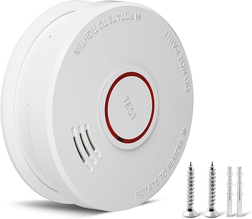 Rauchmelder 10-Jahres-Garantie Feuermelder Austauschbare 9V-Batterie für Rauchmelder, DIN EN14604 & BSI-Zertifiziert 1 Stuck - Cheap-Us