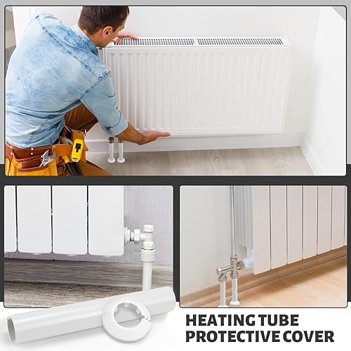 TYBYBB Heizungsrohr Verkleidung, Heizungsrohr Abdeckung, Rohrverkleidung für Heizungsrohre mit 4 Stück Rosette, Rohre für Heizkörperrohre, für Rohrdurchmesser kleiner als 22mm (Weiß) - Cheap-Us