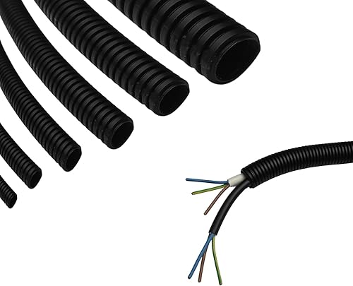 Wellrohr ungeschlitzt Kabelschutz Polypropylen 2 bis 50m - Schutzrohr Marderschutz - UV-beständiges Kabelrohr - Flammwidriger & Unterschlitzter Kabelkanal - (25 Meter, Ø 19 mm Innenmaß) - Cheap-Us