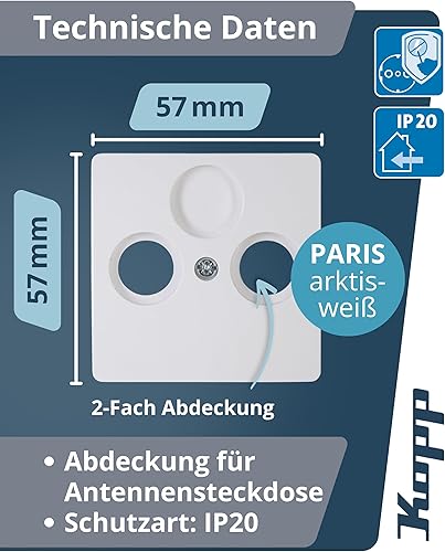 Kopp Paris Abdeckung für Antennensteckdose TV/RF/SAT, passend für alle gängigen Antennensteckdosen führender Hersteller, IP 20, schwarz, matte Oberfläche, 335050189 - Cheap-Us