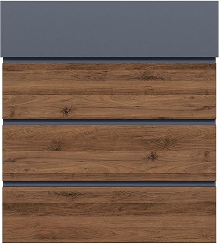 Toboli Briefkasten V63 Anthrazit und Holzdesign 410 x 130 x 370 mm, Wandbriefkasten mit Schloss, Soft Close Klappe und Zeitungsfach, Postkasten aus Stahl pulverbeschichtet - Cheap-Us