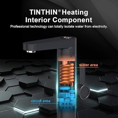 Briwellna Instant Hot Water Tap for Bathroom, Tankless Electric Water Heater Tap, Electric Tap with Digital Display Fast Heating Water Sink Tap(Black) - Cheap-Us