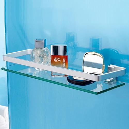 Mgchowue Glas Bad-Regal, Glasablage Wandregal 60 80cm Badezimmer Regal Badablage Ablageregal - mit Reling aus Chrom & 8mm Hartglas Badregal - Cheap-Us