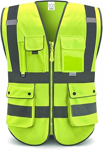 XIAKE RV120528 Reflektierende Sicherheitsweste mit hoher Sichtbarkeit mit 8 Taschen - Cheap-Us