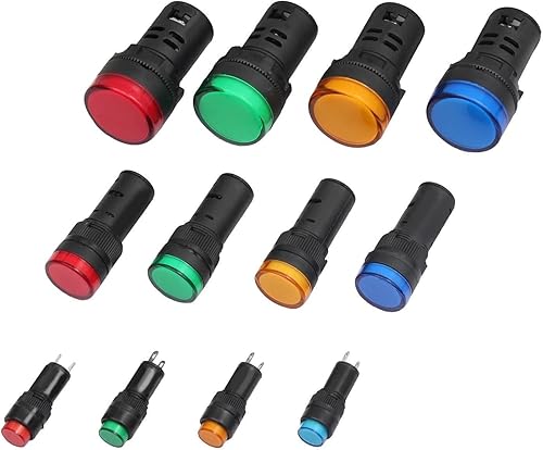 Leuchtmelder Kontrollleuchte Signallampe in 3 Größen / 4 Farben / 12V / 24V / 230V (Orange, 10mm / 230V) - Cheap-Us