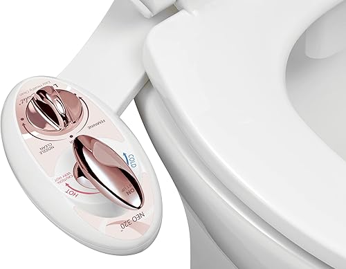 LUXE Bidet NEO 320 – Warm- und Kaltwasser, selbstreinigend, Doppeldüse, nicht elektrischer Bidet-Aufsatz für Toilettensitz, einstellbarer Wasserdruck, Heck- und Feminine-Waschung, Hebelsteuerung - Cheap-Us