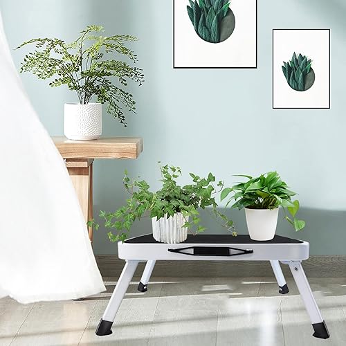 2 Stufen Tritthocker, Mini-Hocker, Klapptritt 2 Stufen Stahl Faltbare Trittleiter Klappbar Leiter mit Rutschfester Gummimatte, Sicheres Breites Pedal, Haushaltsleiter Tritthocker, bis 150 kg belastbar - Cheap-Us