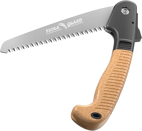 FLORA GUARD Klappsäge,gehärtetes SK5 Sägeblatt 195mm,Astsäge mit TPR-Softgriff und Sicherheitsverriegelung, Handsäge für den Garten- oder Baumschnitt, Camping - Cheap-Us