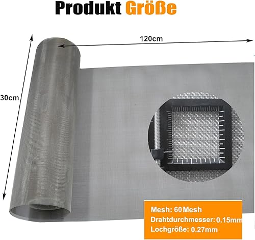 YAGJIA Drahtgitter Feinmaschig 30cm x 120cm(20Mesh), Fliegengitter Metall Gitter Edelstahl 304, Maschendraht Drahtgeflecht für Insektengitter Mäusedraht Lüftungsgitter Filternetz - Cheap-Us