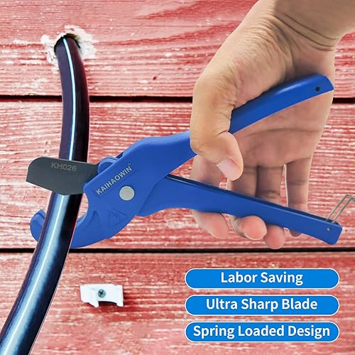 KAIHAOWIN PVC Rohrschneider, Rohrabschneider mit Scharfer Klinge, Eingebauter Feder für Müheloses Schneiden, Rohrschere mit Sicherheitsverschluss, PE Rohrschneider für Kunststoffrohre - Cheap-Us