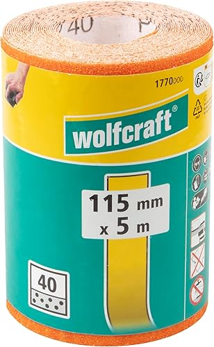 wolfcraft Schleifpapierrolle für Holz/Metall 5 m x 115 mm I 1776000 I Zum Schleifen von Holz- und Metalloberflächen K240 - Cheap-Us
