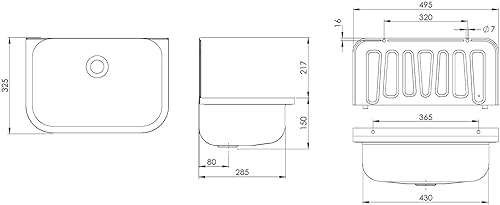 BADOSAN Ausgussbecken Edelstahl Wandmontage Waschbecken 367x495x325 - Cheap-Us