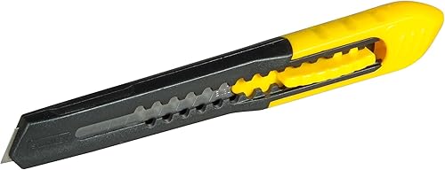 Stanley 10150 Cuttermesser SM 1-10-150 (9 mm Klingenbreite, 130 mm Klingenlänge, Messer mit Abbrechklinge, zweiteiliger Korpus, Kunststoff-Ausführung, zum Schneiden von Karton, Folien und Tapeten) - Cheap-Us