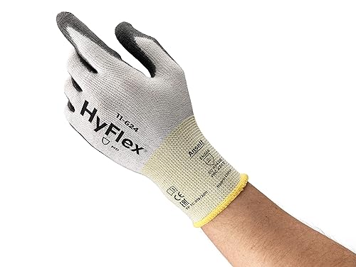 Ansell HyFlex 11-624 Arbeitshandschuhe aus Dyneema, Hoher Schnittschutz und Ausgezeichnete Flexibilität, PU-Beschichtung für Sicheren Griff, Waschbar, Größe 9/L (12 Paires) - Cheap-Us