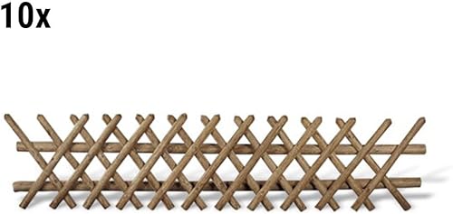 10er Set Jägerzaun Gartenzaun Set | Zaunfelder im Maß 250x120 cm (Breite x Höhe) + 20 x Querriegel 7x250 cm | aus braun druckimprägniertem Kiefer/Fichte Holz | Scherenzaun | Vorgarten-Zaun | Holz-Zaun - Cheap-Us