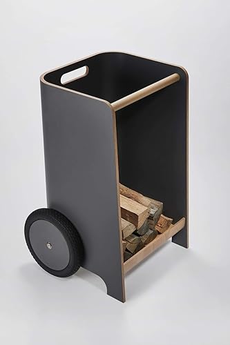 Kaminholzwagen 'Schlepperfahrer' | aus Buchenformholz | Brennholzwagen | (Buchenformholz beidseitig Schichtstoff (CPL) Diamantgrau) - Cheap-Us