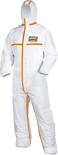 Uvex 4B Chemikalien-Schutzanzug - Weiß-Oranger Einweg-Overall - Partikeldicht XL - Cheap-Us
